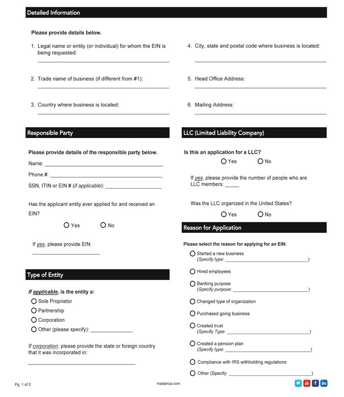 EIN Application Checklist