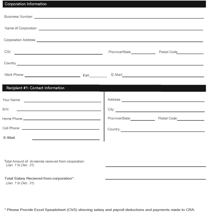 T4/T5 Information Return Checklist