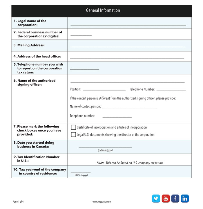 Treaty-Based Tax Return Checklist